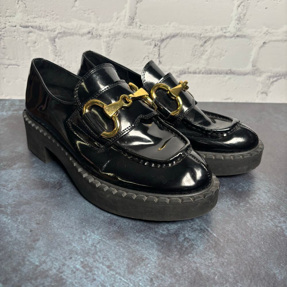 Jeffrey Campbell Portina Platform Chunky Loafers Patent Leather Academia Sz 6